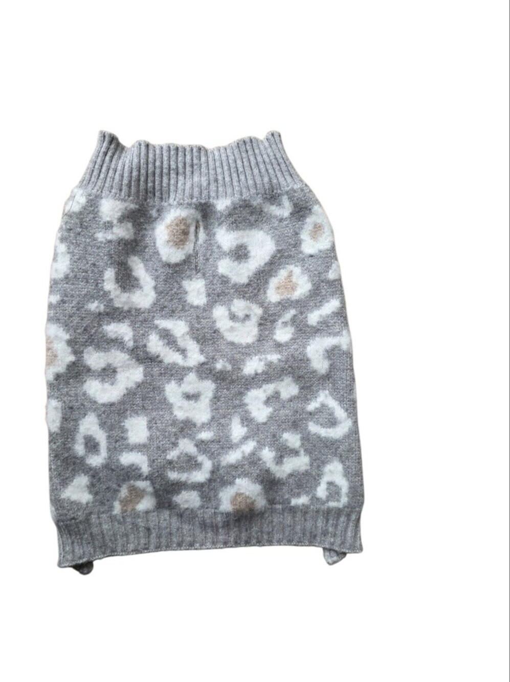 🩷Dog Sweater Coat Gray Patterned Ribbed Knit - Picture 2 of 6